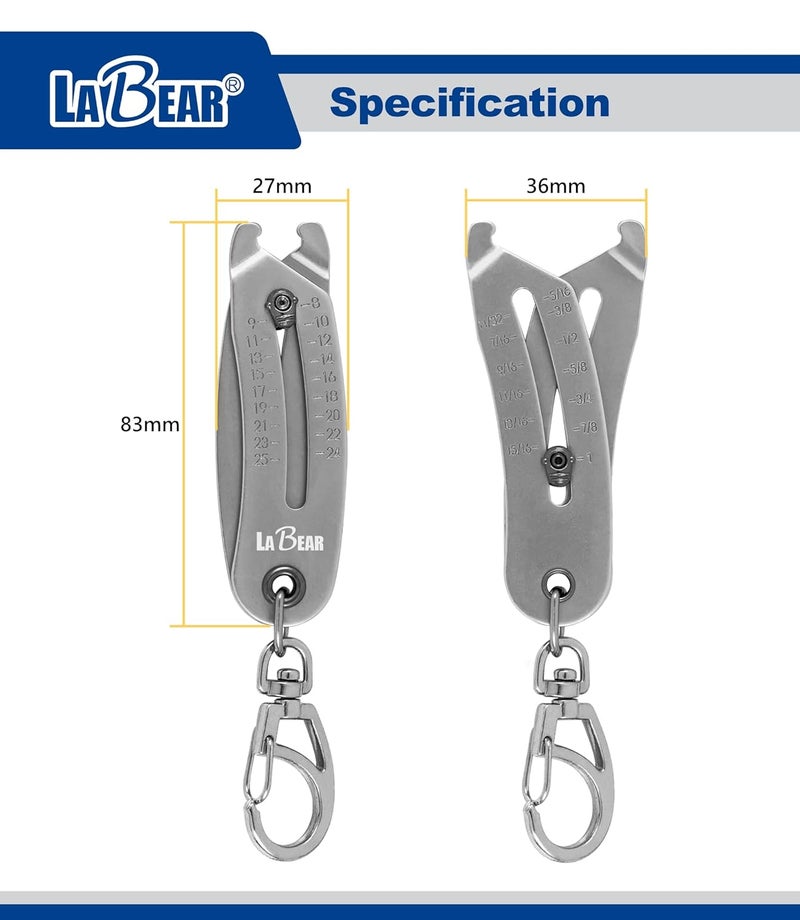 LABEAR Nut and Bolt Size Gauge Keychain, Thread Checker & Identifier, SAE & Metric Fastener Measuring Tool 5/16"-1" / 8–25mm, Pocket Socket & Wrench Size Finder for Automotive, Repair & DIY - Image 2